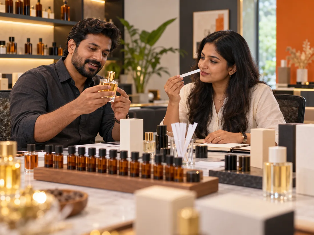 Illustrative consultation with perfume samples